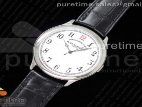 GS공장 바쉐론콘스탄틴 히스토리크 스틸 화이트다이얼 레드포인트인덱스 가죽스트랩 Historiques Chronomètre Royal 1907 SS GSF Best Edition White Dial Red 12 on Black Leather Strap MIYOTA 9015