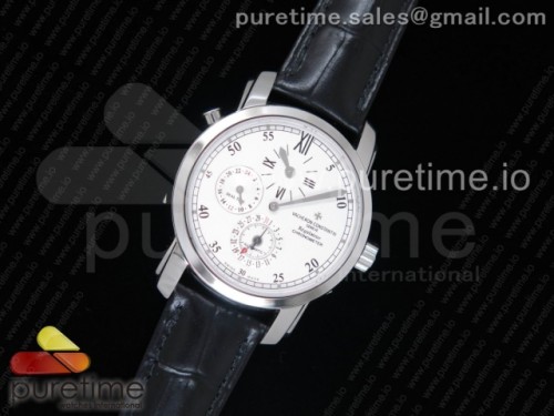 K11공장 바쉐론콘스탄틴 말테 듀얼 타임 레귤레이터 _ 가죽 Malte Dual Time Regulator SS K11 Maker White Dial on Black Leather Strap A23J