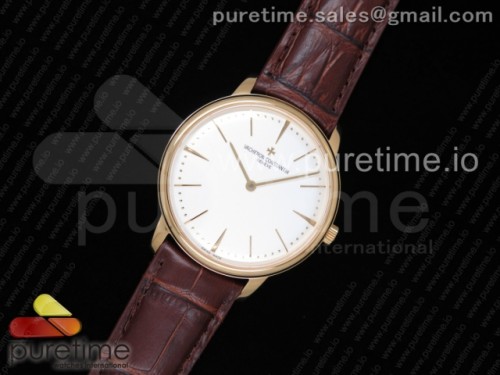 KZ공장 바쉐론콘스탄틴 패트리모니 스틸 옐로우골드 화이트다이얼 가죽 _ Patrimony Calatrava YG KZF Best Edition White Dial on Brown Leather Strap MIYOTA 9015