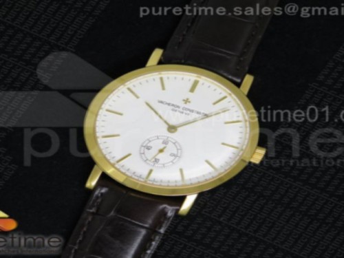 바쉐론콘스탄틴 트레이디셔널 옐로우골드 화이트 다이얼 스타일 1 브라운 레더 스트랩 Traditionnelle YG White Dial Style 1 on Brown Leather Strap A4400