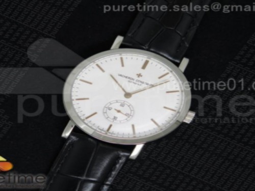 바쉐론콘스탄틴 트레이디셔널 화이트 다이얼 로즈골드 마커 블랙 레더 스트랩 Traditionnelle SS White Dial RG Markers on Black Leather Strap A4400