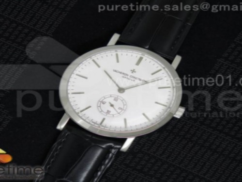 바쉐론콘스탄틴 트레이디셔널 화이트 다이얼 실버 마커 블랙 레더 스트랩Traditionnelle SS White Dial Silver Markers on Black Leather Strap A4400