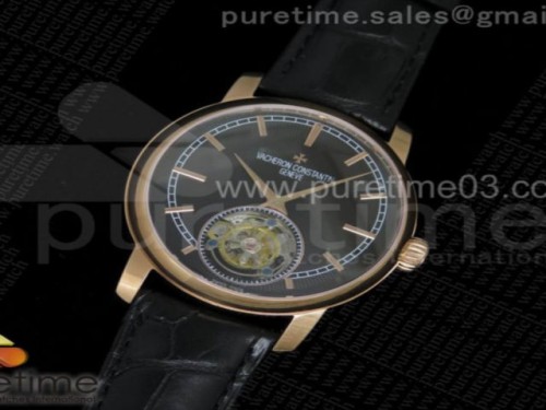 바쉐론콘스탄틴 패트리모니 오토매틱 뚜르비용 로즈골드 화이트 다이얼 Patrimony Automatic Tourbillon RG Black Dial on Black Leather Strap