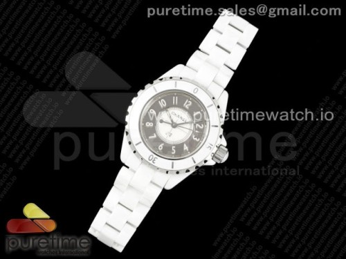 KOR공장 J12 33MM 여성용 화이트 세라믹 미러 다이얼 아라비안 인덱스 J12 33mm KOR 1_1 Best Edition White Korea Ceramic Mirror Dial on Bracelet Swiss Quartz