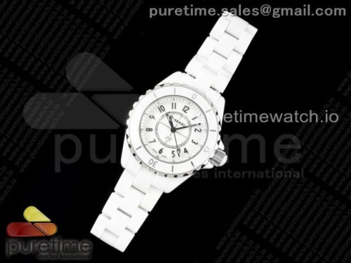 KOR공장 샤넬 J12 33MM 여성용 화이트세라믹 아라비안 인덱스 J12 33mmJ12 33mm KOR 1_1 Best Edition White Korea Ceramic White Dial on Bracelet Swiss Quartz