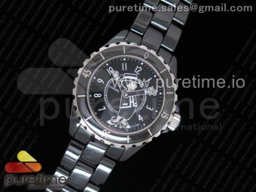 KOR공장 샤넬 J12 38MM J12 Mademoiselle Shanel 38mm KOR 1_1 Best Edition Black Korea Ceramic Black Dial on Bracelet A2824