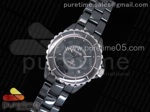 KOR공장 샤넬 J12 38MM 남성용 블랙 세라믹 블랙 아라비안 인덱스 J12 38mm KOR 1_1 Best Edition Black Korea Ceramic Black Dial Black Markers on Bracelet A2892