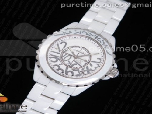 KOR공장 샤넬 J12 38MM 남성용 화이트 세라믹 랜덤 넘버 인덱스 J12 38mm KOR 1_1 Best Edition White Korea Ceramic Random Numbers White Dial on Bracelet A2892