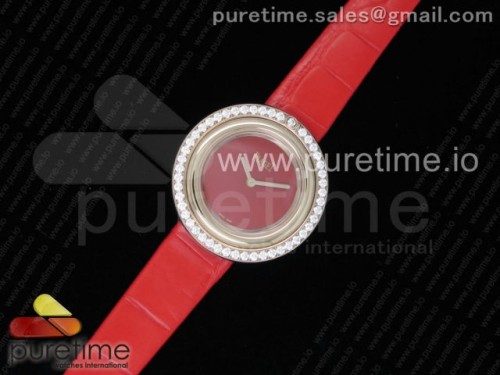 피아제 포제션 로즈골드 레드 다이얼 다이아몬드 베젤 레드 레더 스트랩 Possession Watch RG Red Dial Diamonds Bezel on Red Leather Strap Jap Quartz Movement