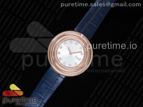 피아제 포제션 로즈골드 화이트 다이얼 블루 레더 스트랩 Possession Watch RG White Dial on Blue Leather Strap Jap Quartz Movement