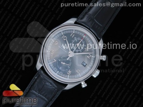 ZF공장 IWC 다빈치 크로노 그레이 다이얼 Da Vinci Chrono SS ZF 1_1 Best Edition Gray Dial SS on Black Leather Strap A7750