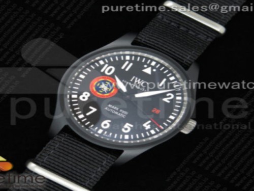 M+F공장 IWC 탑건 SFTI 세라믹 블랙다이얼 블랙나일론 _Mark XVIII 'TOPGUN SFTI' Ceramic M+F Best Edition Black Dial on Black Nylon Strap A35111