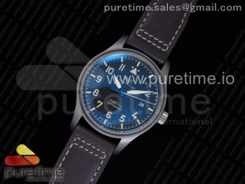 GS공장 IWC 파일럿 마크 JW327006 티타늄 블랙 다이얼 Mark XVIII IW327006 Titanium GSF 1_1 Best Edition Black Dial on Brown Leather Strap A2892