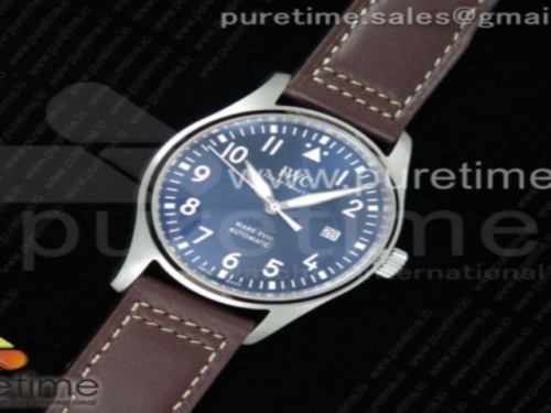M+F공장 IWC 마크18 블루다이얼 가죽스트랩 _ Mark XVIII IW327010 SS M+F 11 Best Edition Blue Dial on Brown Leather Strap A35111 (Free Nylon Strap)