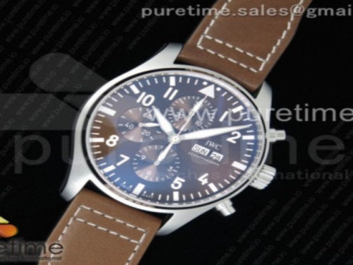ZF공장 IWC 377713 파일럿 크로노 브라운다이얼 _ 가죽 Pilot Chronograph IW377713 ZF 1_1 Best Edition Brown Dial on Brown Leather Strap A7750
