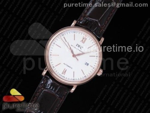 98K공장 IWC 포르토피노 Portofino Automatic RG 98KF 1_1 Best Edition White Dial on Brown Leather Strap A2892