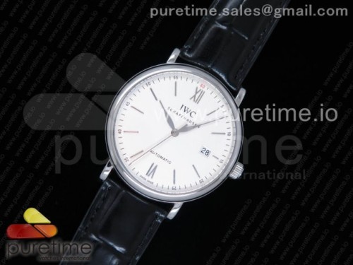 98K공장 IWC 포르토피노 Portofino Automatic SS 98KF 1_1 Best Edition White Dial SS Markers on Black Leather Strap A2892