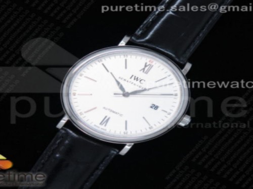 FK공장 IWC 포르토피노 스틸 화이트다이얼 가죽 _ Portofino Automatic SS FKF 11 Best Edition White Dial SS Markers on Black Leather Strap A2892