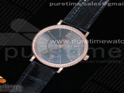 MF공장 IWC 포르토피노 37MM 그레이다이얼 로즈골드 다이아베젤 악어스트랩 _ Portofino Automatic 37 RG M+F 11 Best Edition Gray Dial on Black Crocodile Strap A35111