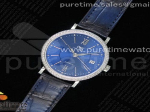 MF공장 IWC 포르토피노 37MM 블루다이얼 악어스트랩 _ Portofino Automatic 37 SS M+F 11 Best Edition Blue Dial Diamonds Bezel on Blue Crocodile Strap A35111