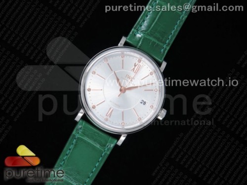 MF공장 IWC 포르토피노 37MM 실버다이얼 그린악어스트랩 _ Portofino Automatic 37 SS M+F 11 Best Edition Silver Dial on Green Crocodile Strap A35111