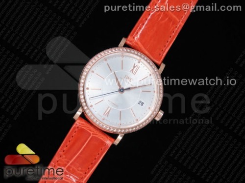 MF공장 IWC 포르토피노 37MM 실버다이얼 로즈골드 오렌지악어스트랩 _ Portofino Automatic 37 RG M+F 11 Best Edition Silver Dial on Orange Crocodile Strap A35111