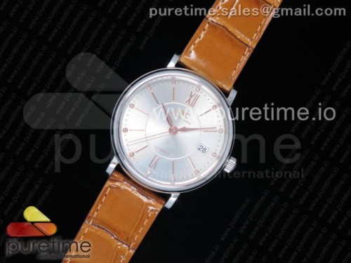 MK공장 IWC 포르토피노 가죽 Portofino Automatic 37 SS MK 1_1 Best Edition Silver Dial on Brown Leather Strap MIYOTA 9015