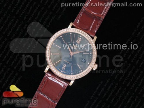 MK공장 IWC 포르토피노 골드 가죽 Portofino Automatic 37 RG MK 1_1 Best Edition Gray Dial Diamonds Bezel on Brown Leather Strap MIYOTA 9015