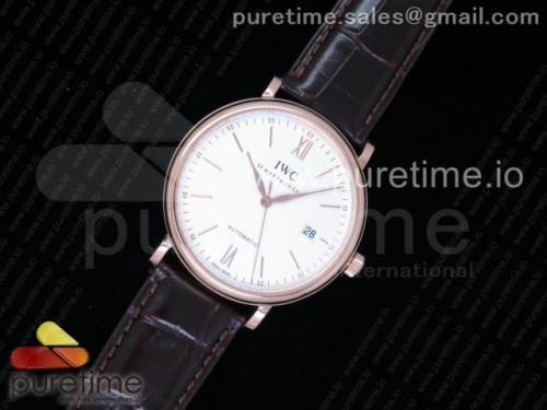 MK공장 IWC 포르토피노 오토매틱 화이트다이얼 _ 가죽 Portofino Automatic RG MKF 1_1 Best Edition White Dial on Brown Leather Strap MIYOTA 9015 V5