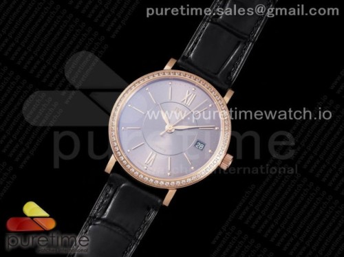 V7공장 IWC 포르토피노 로즈골드 그레이다이얼 다이아베젤 가죽 _ Portofino 37mm RG V7F 11 Best Edition Gray Dial Diamonds Bezel on Black Leather Strap A2892