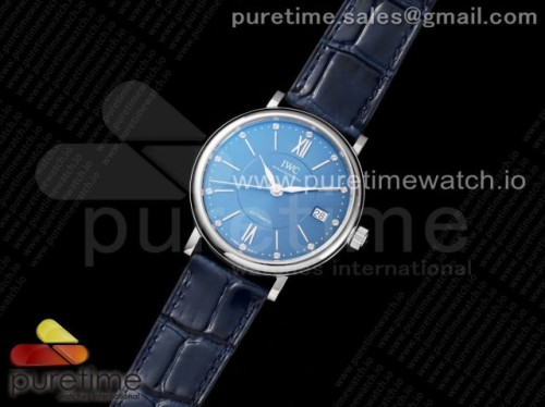V7공장 IWC 포르토피노 블루다이얼 블루가죽 _ Portofino 37mm SS V7F 11 Best Edition Blue Dial on Blue Leather Strap A2892