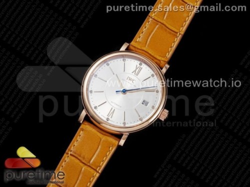V7공장 IWC 포르토피노 화이트다이얼 로즈골드 브라운가죽 _ Portofino 37mm RG V7F 11 Best Edition White Dial on Light Brown Leather Strap A2892