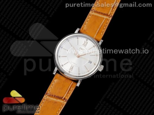 V7공장 IWC 포르토피노 화이트다이얼 브라운가죽 _ Portofino 37mm SS V7F 11 Best Edition White Dial on Light Brown Leather Strap A2892