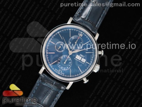 ZF공장 IWC 포르토피노크로노 블루다이얼 블루 가죽 _ Portofino Chrono SS ZF 11 Best Edition Blue Dial on Blue Leather Strap A7750