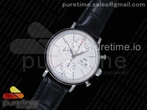 ZF공장 IWC 포르토피노크로노 스틸 화이트다이얼 가죽스트랩 _ Portofino Chrono SS ZF 11 Best Edition White Dial SS Markers on Black Leather Strap A7750