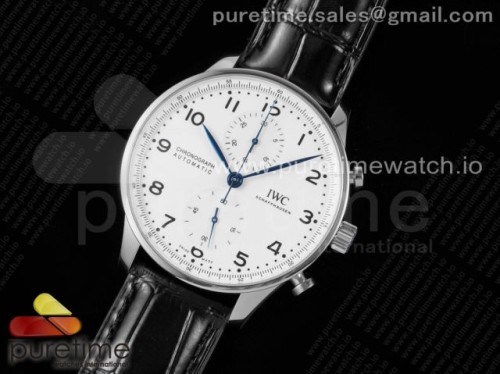 AZ공장 IWC 371601 포르투기저 150주년 화이트다이얼 가죽 _ Portugieser Chronograph Edition “150 Years” IW371602 AZF 11 Best Edition White Dial on Black Leather Strap A7750 (Slim Movement)