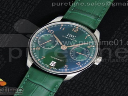 YL공장 IWC 포르투기저 5001 그린다이얼 로즈골드 마크 _ 가죽 Portuguese Real PR IW5001 SS YLF Green Dial RG Makers on Green Leather Strap A52010 V4