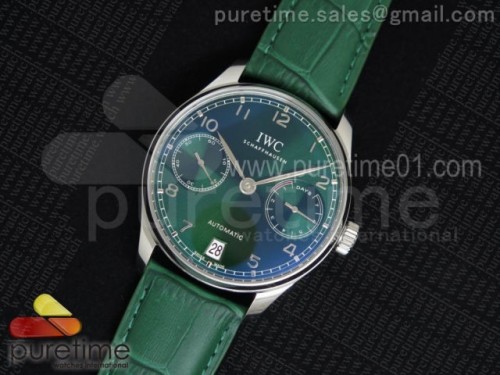 YL공장 IWC 포르투기저 5001 그린다이얼 실버 _ 가죽 Portuguese Real PR IW5001 SS YLF Green Dial Silver Makers on Green Leather Strap A52010 V4