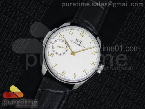 YL공장 IWC 포르투기저 5242 화이트다이얼 골드마크 _ 가죽 Portuguese SS IW5242 YLF White Dial Gold Makers on Black Leather Strap A95290