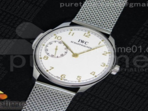 YL공장 IWC 포르투기저 5242 화이트다이얼 골드마크 _ 브슬 Portuguese SS IW5242 YLF White Dial Gold Makers on SS Mesh Bracelet A95290
