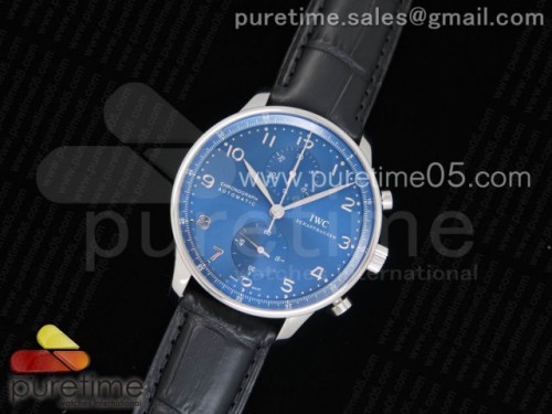 ZF공장 IWC 포루투기저 371491 블루다이얼 _ 가죽 Portuguese Chrono IW371491 ZF 1_1 Best Edition Blue Dial on Black Leather Strap A7750 (Same Thickness as Genuine)