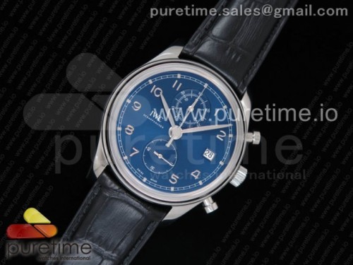 ZF공장 IWC 포루트기저 크로노 클래식 42mm 390403 블루 _ 가죽 Portugieser Chrono Classic 42 IW390406 ZF 1_1 Best Edition Blue Dial on Black Leather Strap A7750