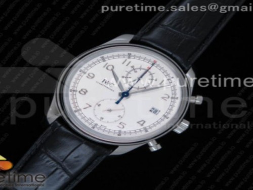 ZF공장 IWC 포루트기저 크로노 클래식 42mm 390403 화이트다이얼 블루핸즈 _ 가죽 Portugieser Chrono Classic 42 IW390403 ZF 1_1 Best Edition White Dial Blue Hand on Black Leather Strap A7750