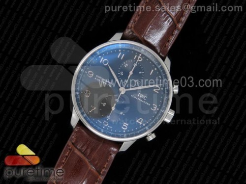 ZF공장 IWC 포르투기저 371431 크로노 _ 가죽 Portuguese Chrono IW371431 ZF 1_1 Best Edition on Brown Leather Strap A7750 (Same Thickness as Genuine)