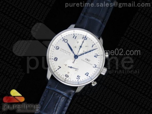 ZF공장 IWC 포르투기저 371446 크로노 _ 가죽 Portuguese Chrono IW371446 ZF 1_1 Best Edition on BlueLeather Strap A7750 (Same Thickness as Genuine)