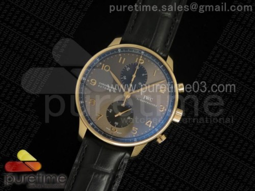 ZF공장 IWC 포르투기저 371482 크로노 _ 가죽 Portuguese Chrono IW371482 ZF 1_1 Best Edition on Black Leather Strap A7750 (Same Thickness as Genuine)