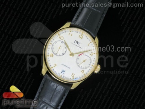 ZF공장 IWC 포르투기저 500101 화이트다이얼 옐로우골드 _ 가죽 Portuguese Real PR IW500101 YG ZF 1_1 Best Edition White Dial on Black Leather Strap A52010 V3