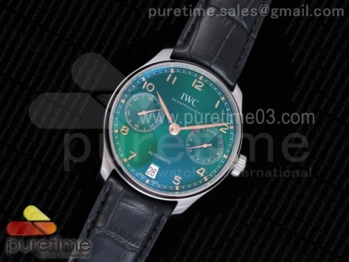 ZF공장 IWC 포르투기저 500708 그린다이얼 로즈골드마크 _ 가죽 Portuguese Real PR IW500708 ZF 1_1 Best Edition Green Dial Rose Gold Markers on Black Leather Strap A52010 V4