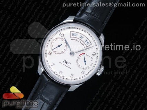 ZF공장 IWC 포르투기저 리얼 캘린더 Portuguese Real PR Real Annual Calendar IW503501 ZF 1_1 Best Edition White Dial on Black Leather Strap A52850