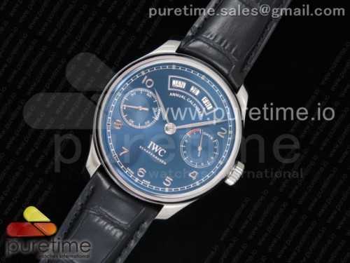 ZF공장 IWC 포르투기저 리얼 캘린더 Portuguese Real PR Real Annual Calendar IW503502 ZF 1_1 Best Edition Blue Dial on Black Leather Strap A52850